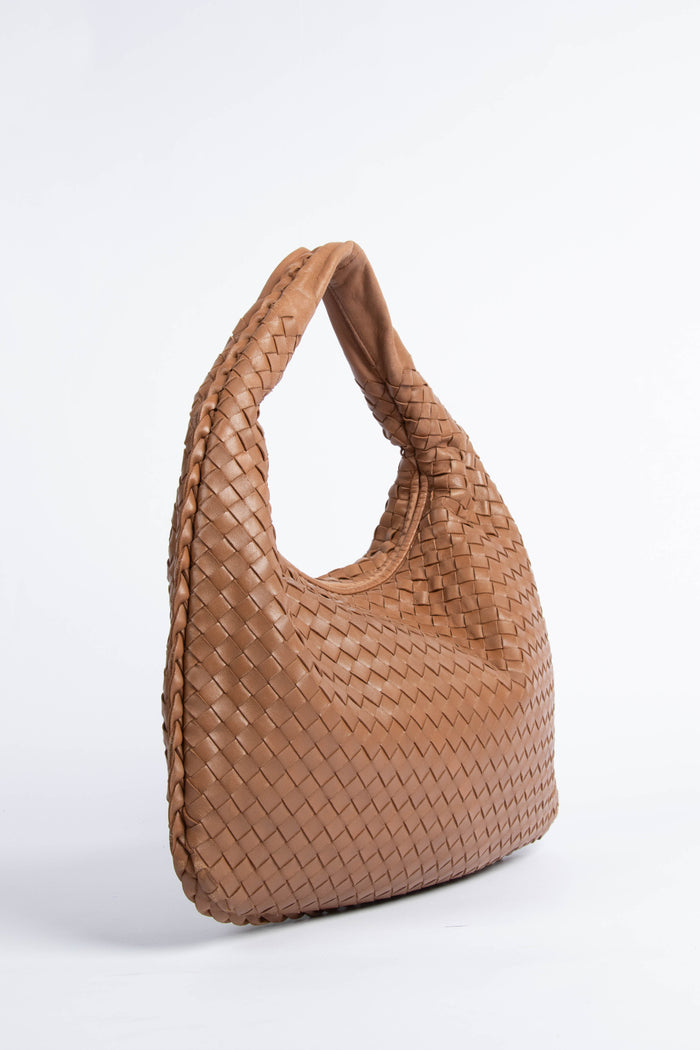 Vintage Bottega Veneta Tan Intrecciato Shoulder Bag