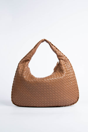 Vintage Bottega Veneta Tan Intrecciato Shoulder Bag