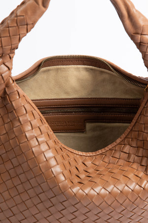 Vintage Bottega Veneta Tan Intrecciato Shoulder Bag