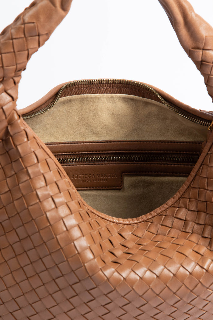 Vintage Bottega Veneta Tan Intrecciato Shoulder Bag