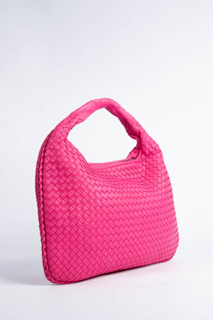 Vintage Bottega Veneta Hot Pink Intrecciato Shoulder Bag