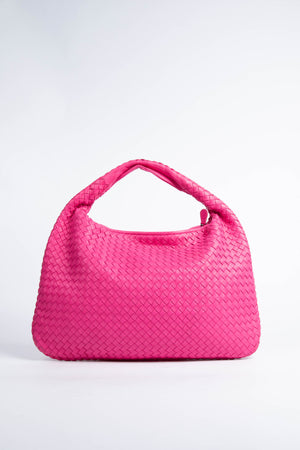 Vintage Bottega Veneta Hot Pink Intrecciato Shoulder Bag