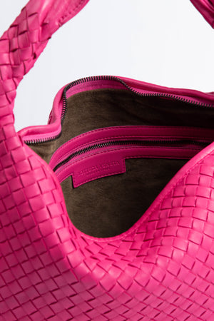 Vintage Bottega Veneta Hot Pink Intrecciato Shoulder Bag