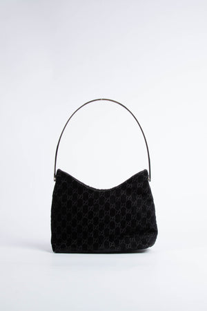 90s Gucci Tom Ford Black Monogram Shoulder Bag