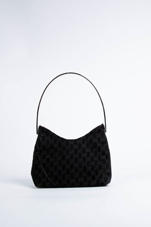 90s Gucci Tom Ford Black Monogram Shoulder Bag