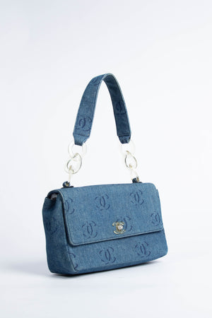 2000s Chanel Denim CC Single Flap Bag