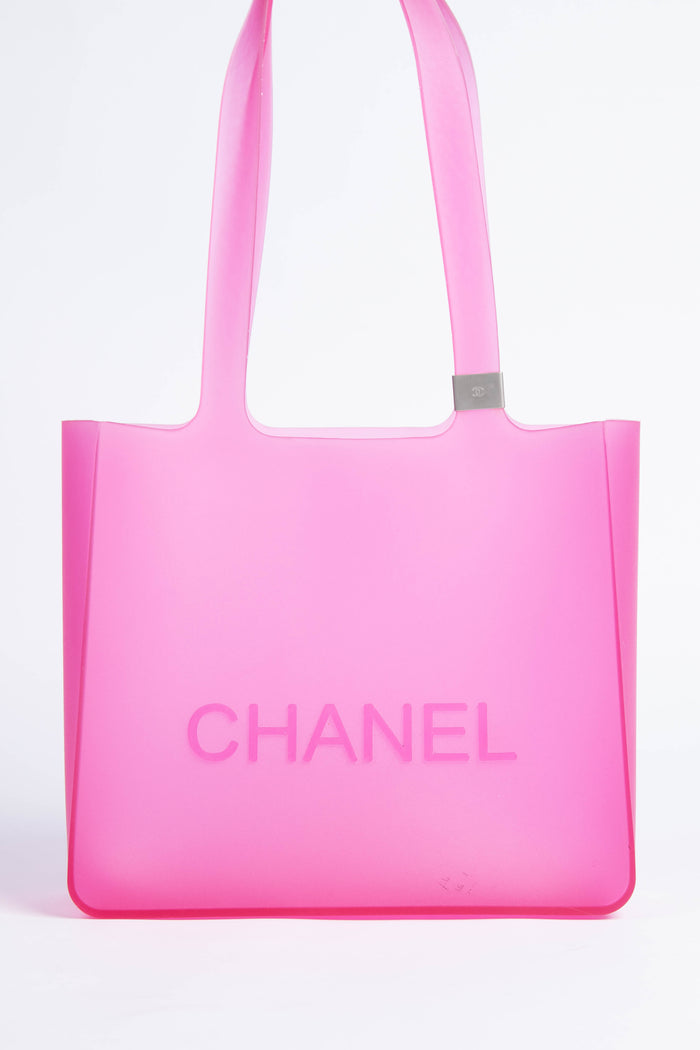 Vintage Chanel Pink Jelly Rubber Small Tote Bag