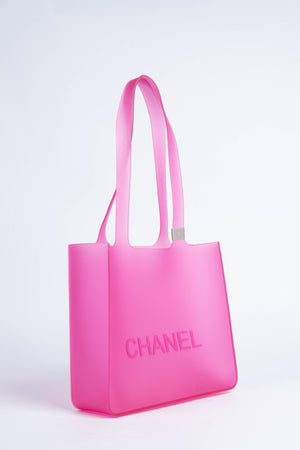 Vintage Chanel Pink Jelly Rubber Small Tote Bag