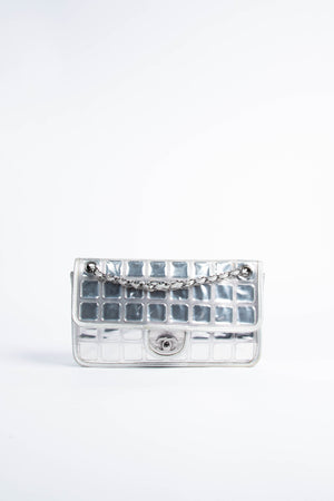 2000s Chanel Silver Ice Cube Single Flap Shoulder Bag