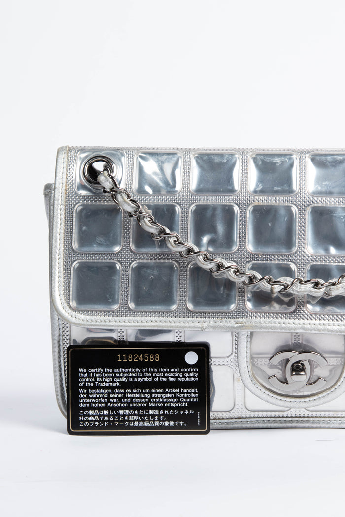 2000s Chanel Silver Ice Cube Single Flap Shoulder Bag