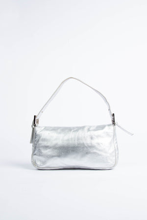 RARE Fendi Silver Crystal Baguette Shoulder Bag