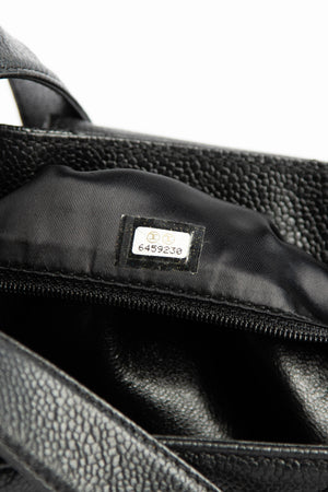 2000s Chanel Black Caviar Leather Shoulder Bag with GHW
