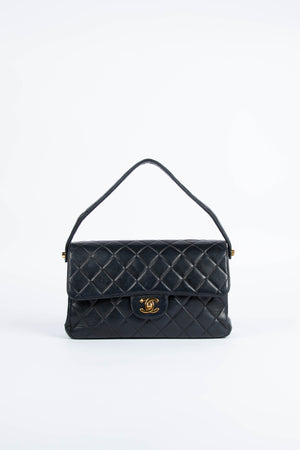 90s Chanel Black Double Faced Flap Bag with 24k GHW