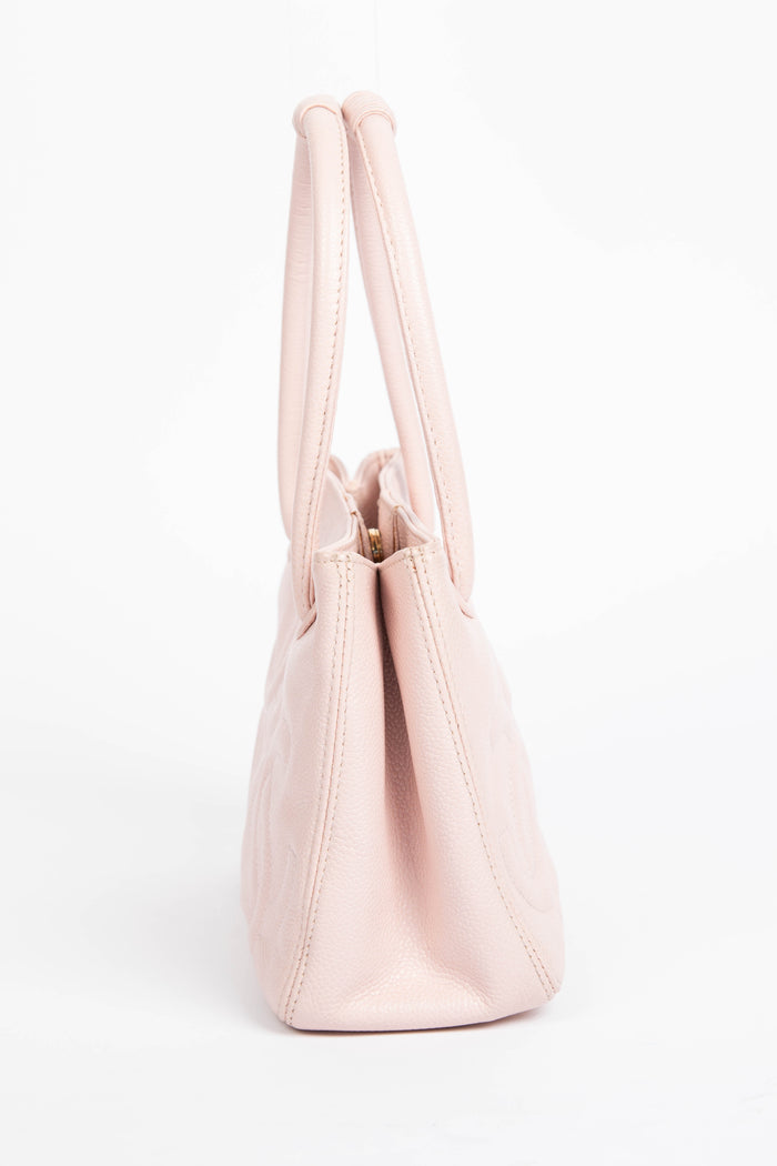 2000s Chanel Baby Pink Caviar Leather CC Mini Tote Bag