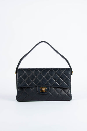 90s Chanel Black Double Faced Flap Bag with 24k GHW