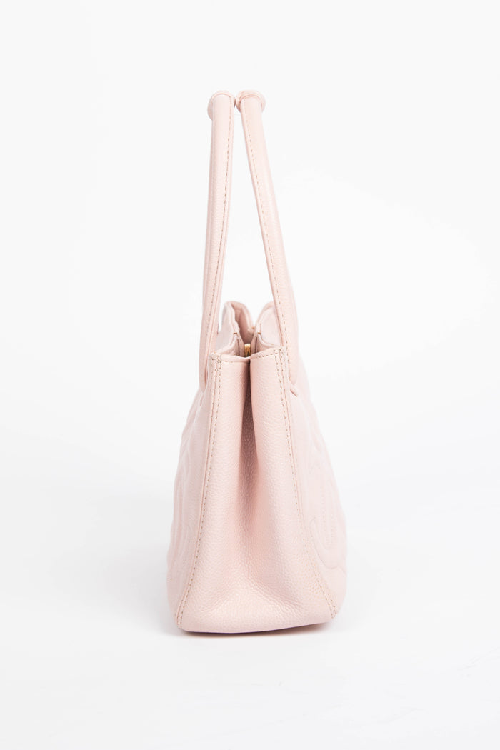 2000s Chanel Baby Pink Caviar Leather CC Mini Tote Bag