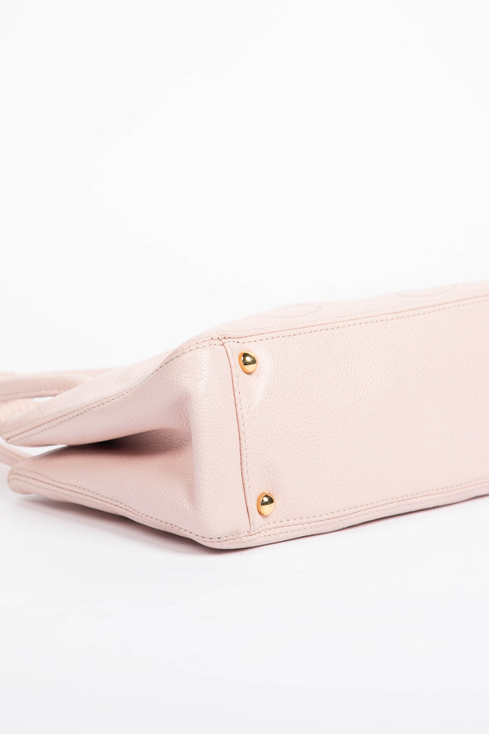 2000s Chanel Baby Pink Caviar Leather CC Mini Tote Bag