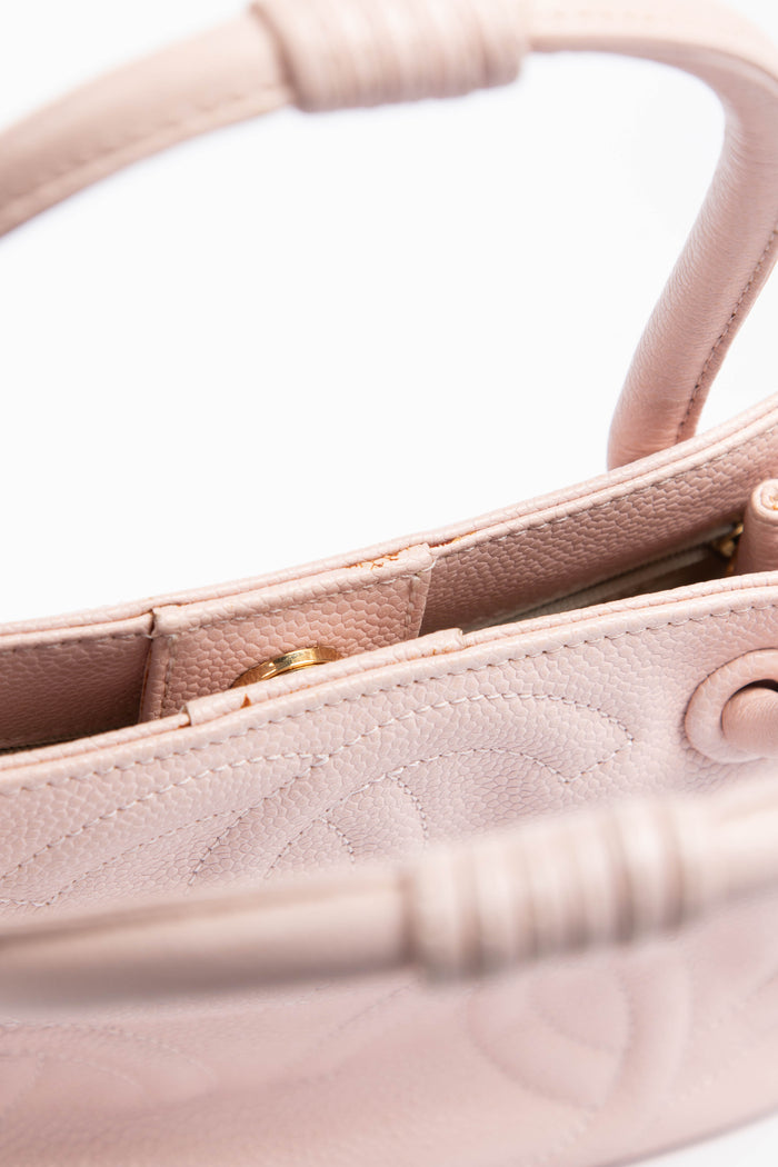 2000s Chanel Baby Pink Caviar Leather CC Mini Tote Bag