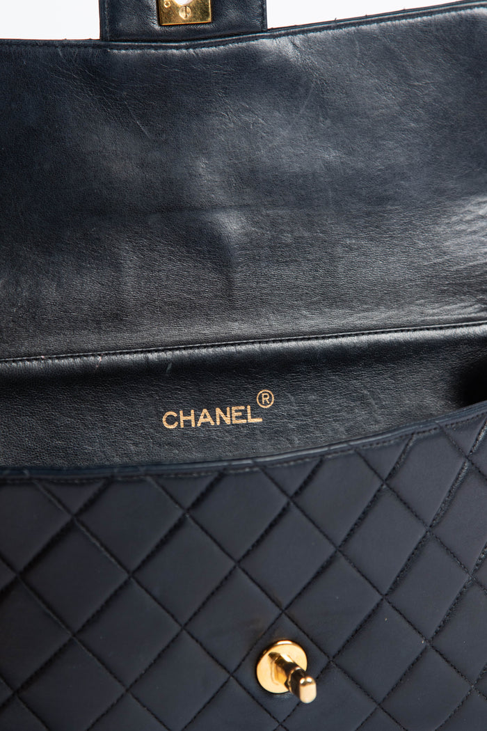 90s Chanel Black Double Faced Flap Bag with 24k GHW