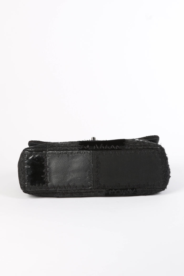 RARE 2010s Chanel Black Patchwork Jumbo Flap Shoulder Bag