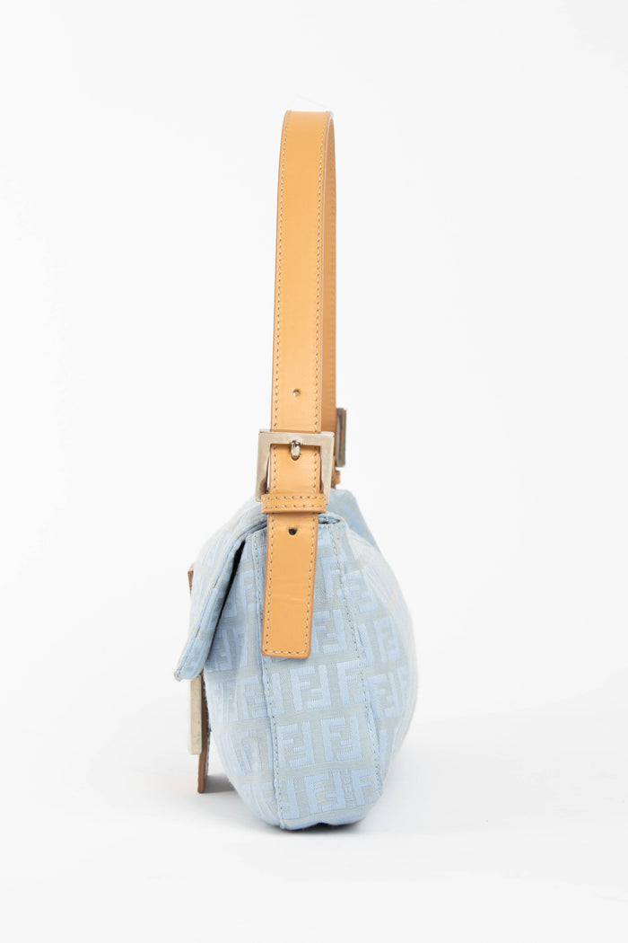 Vintage Fendi Sky Blue Baguette Shoulder Bag