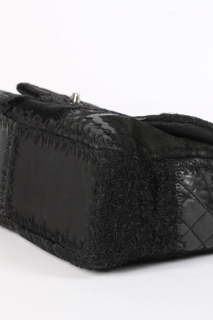 RARE 2010s Chanel Black Patchwork Jumbo Flap Shoulder Bag