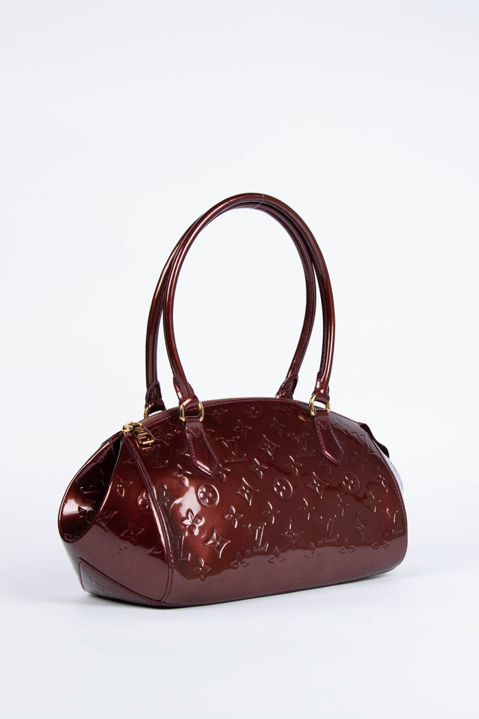 2000s Louis Vuitton Sherwood Oxblood Vernis PM Shoulder Bag