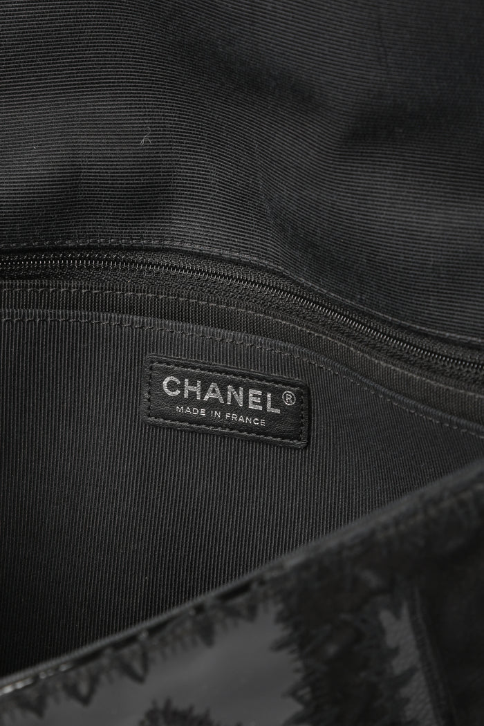 RARE 2010s Chanel Black Patchwork Jumbo Flap Shoulder Bag