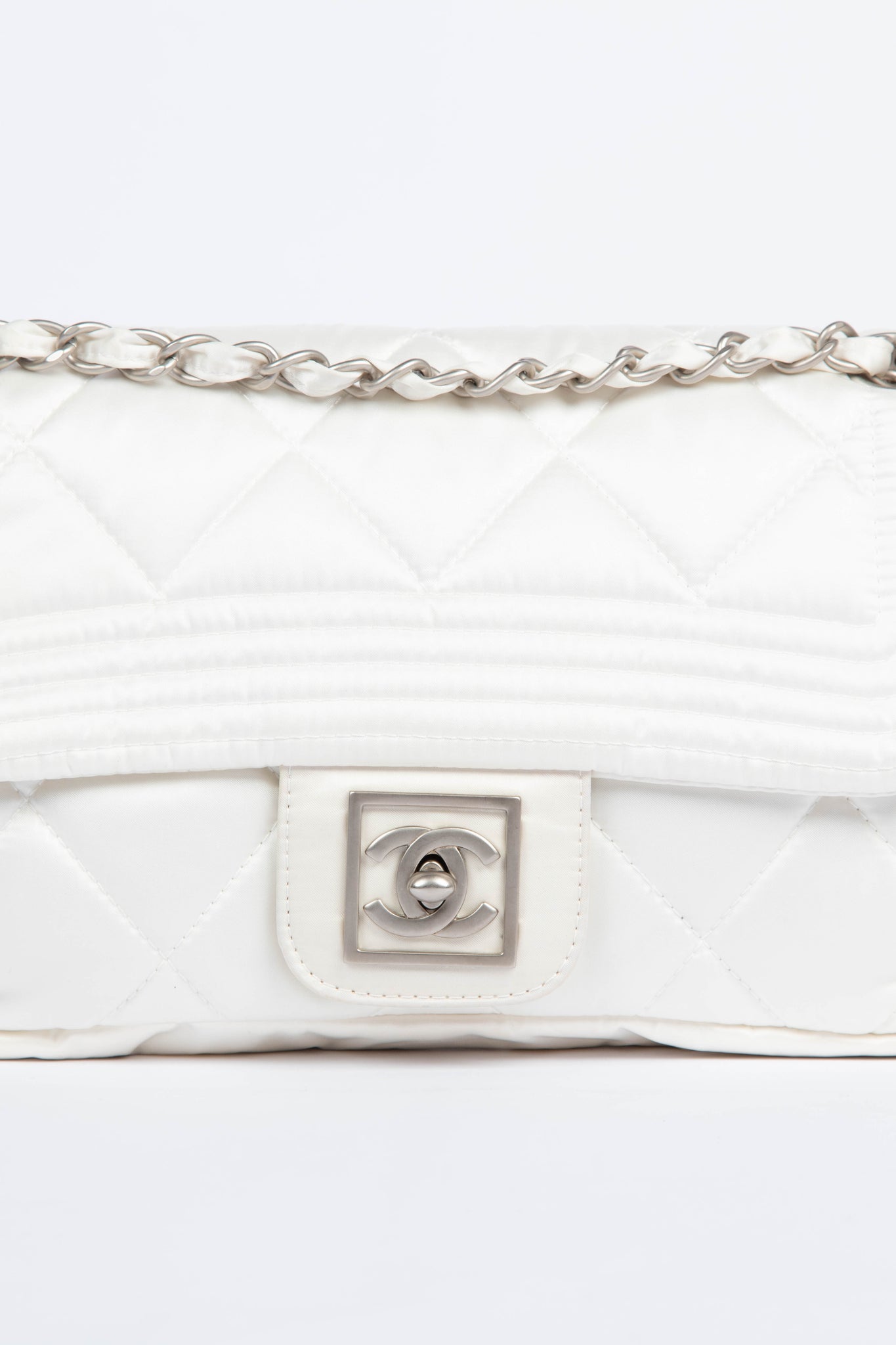 00s Chanel Sports Line White Nylon Flap Bag