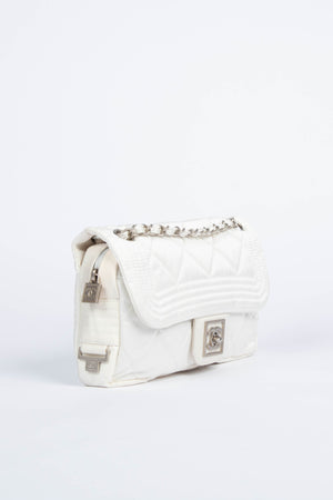 00s Chanel Sports Line White Nylon Flap Bag