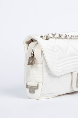 00s Chanel Sports Line White Nylon Flap Bag