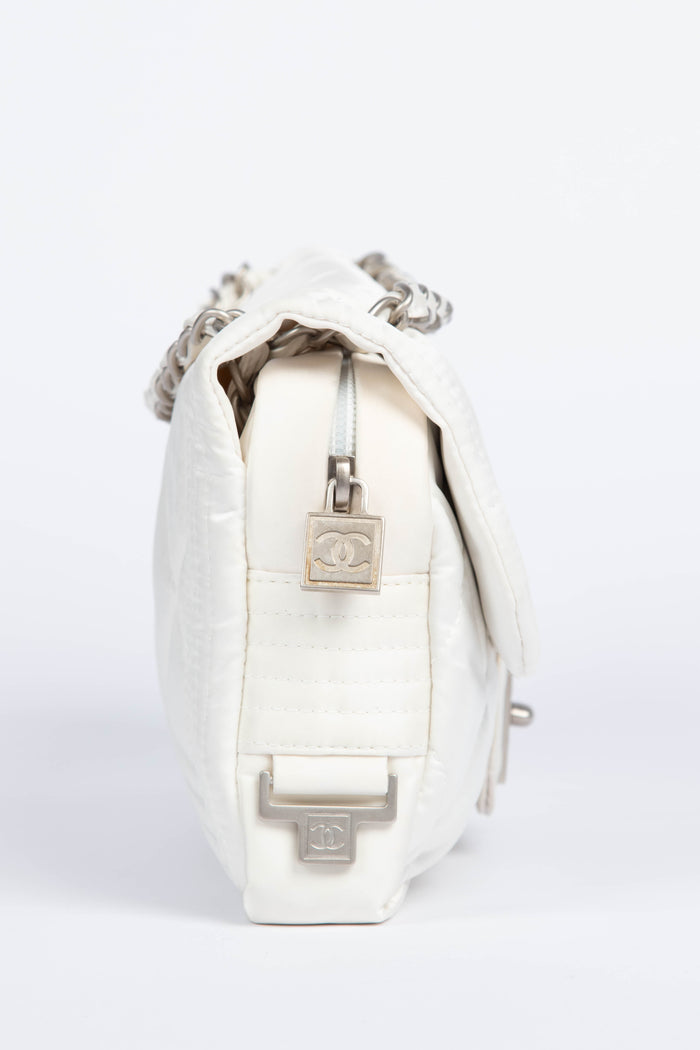 00s Chanel Sports Line White Nylon Flap Bag