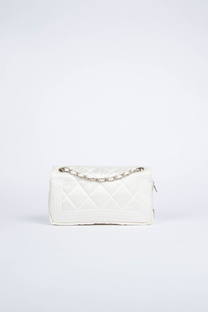 00s Chanel Sports Line White Nylon Flap Bag