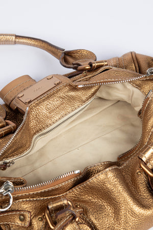 2000s Chloe Gold Leather Paddington Shoulder Bag