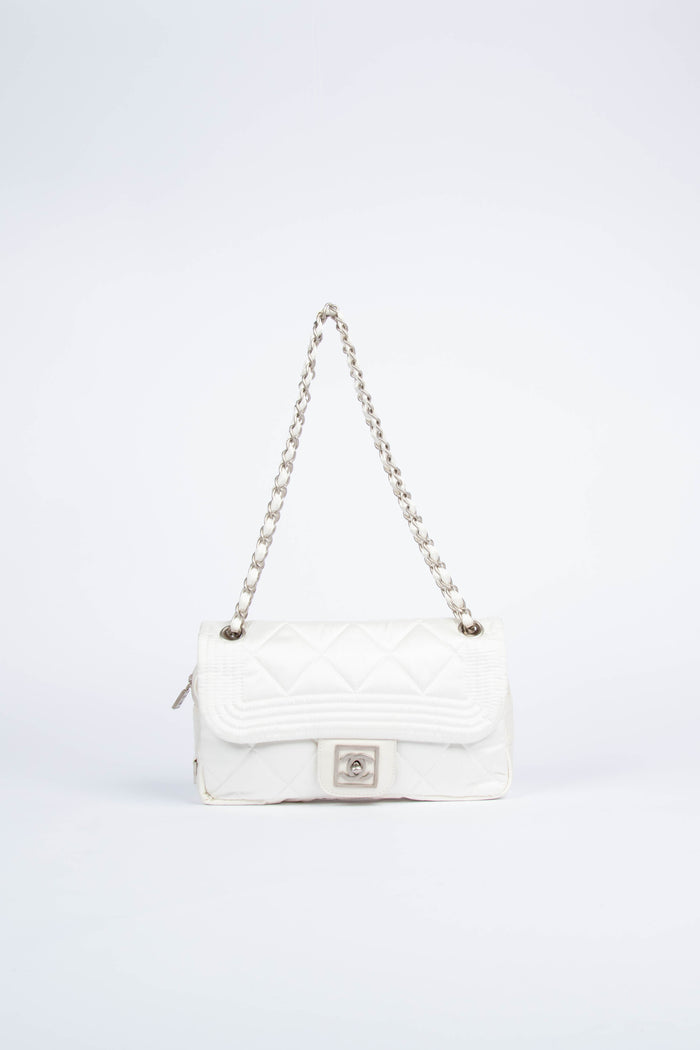 00s Chanel Sports Line White Nylon Flap Bag