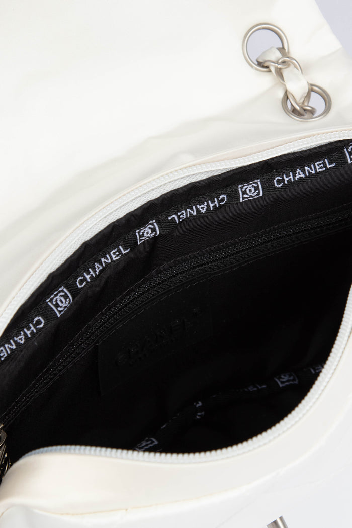 00s Chanel Sports Line White Nylon Flap Bag