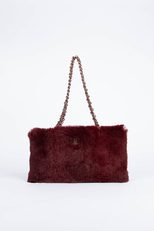 Vintage Chanel Bordeaux Fur Tote Bag