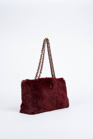 Vintage Chanel Bordeaux Fur Tote Bag