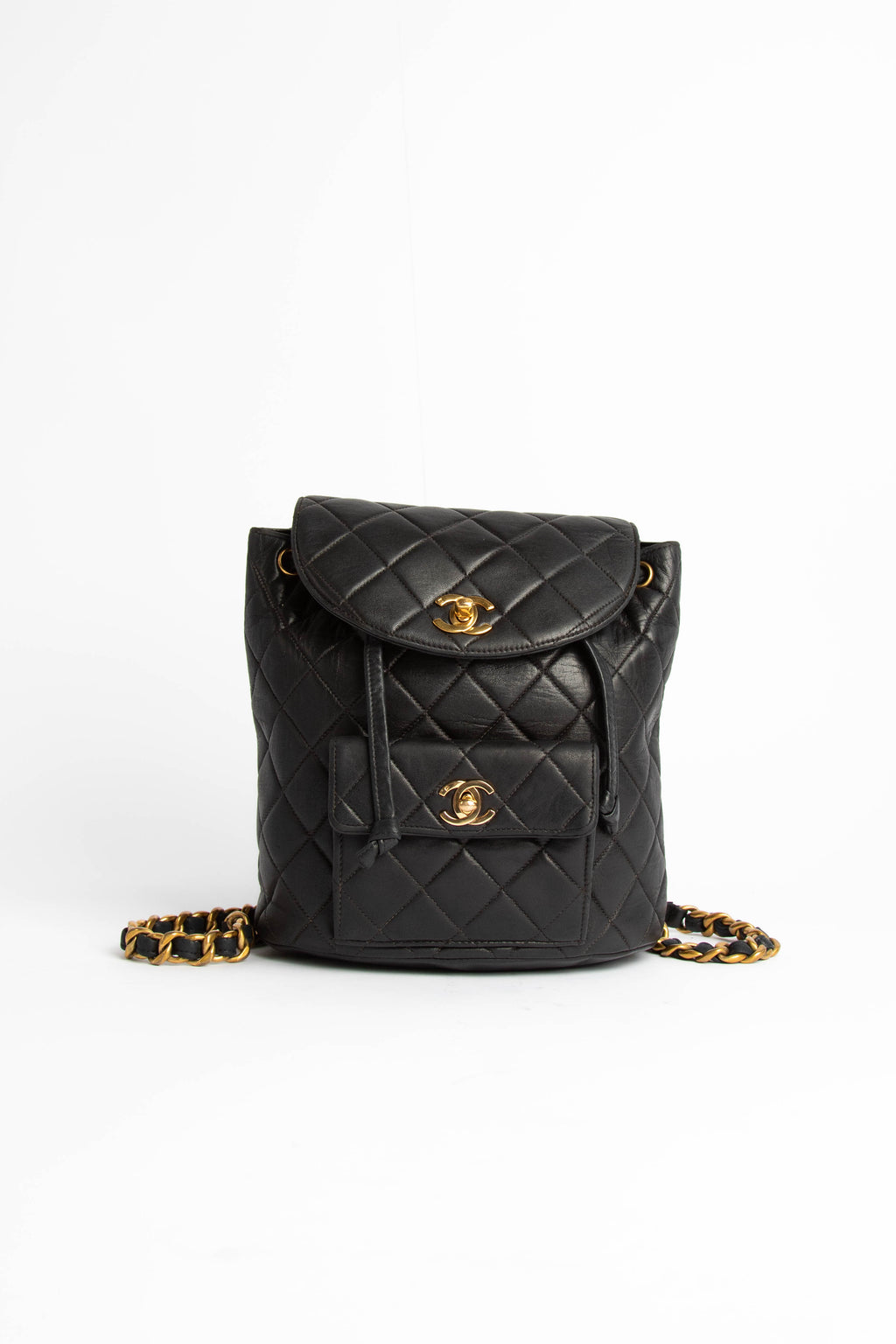 RARE Vintage Chanel Black Leather Duma Backpack with 24K GHW