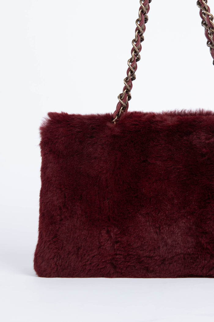 Vintage Chanel Bordeaux Fur Tote Bag