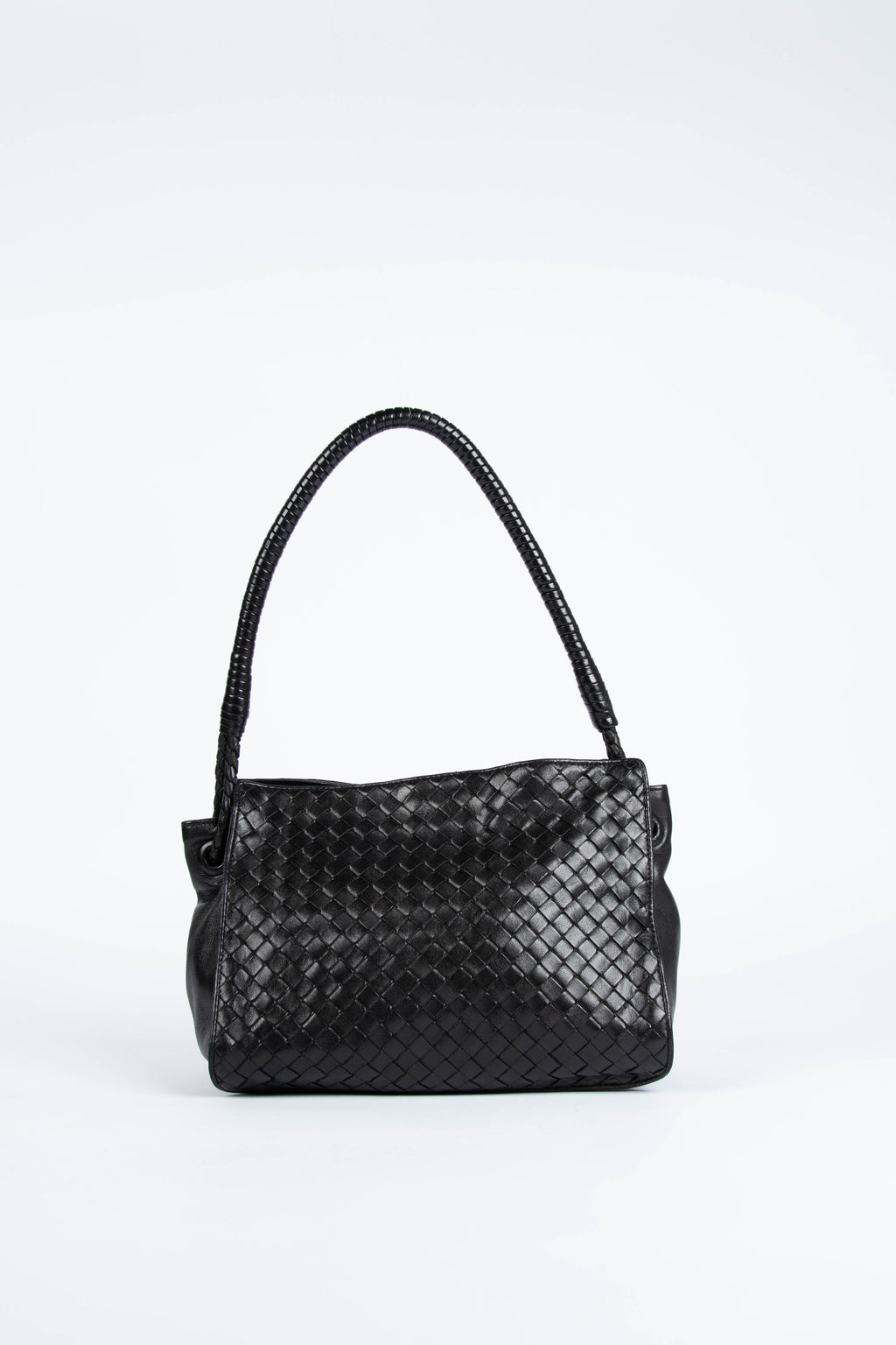 Vintage Bottega Veneta Black Intrecciato Small Tote Bag