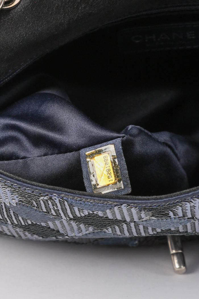 2010s Chanel Blue Sequin Single Flap Shoulder Bag