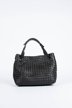 Vintage Bottega Veneta Black Intrecciato Garda Shoulder Bag