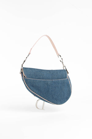 Rare Vintage Christian Dior Galliano Denim Saddle Bag