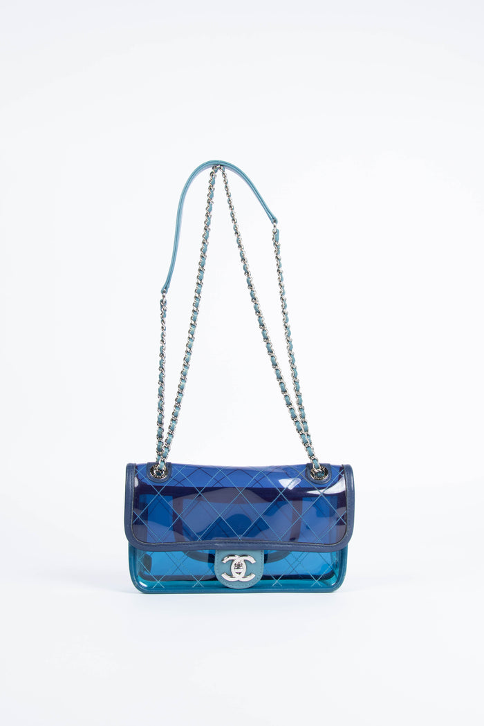 2018 Chanel Blue Coco Splash Small Single Flap Shoulder Bag