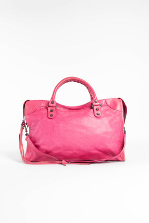 Y2K Balenciaga Hot Pink Leather City Bag