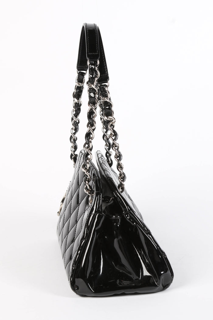 2010s Chanel Black Patent Leather Small Bowling Bag