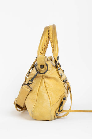 Y2K Balenciaga Yellow Leather City Shoulder Bag