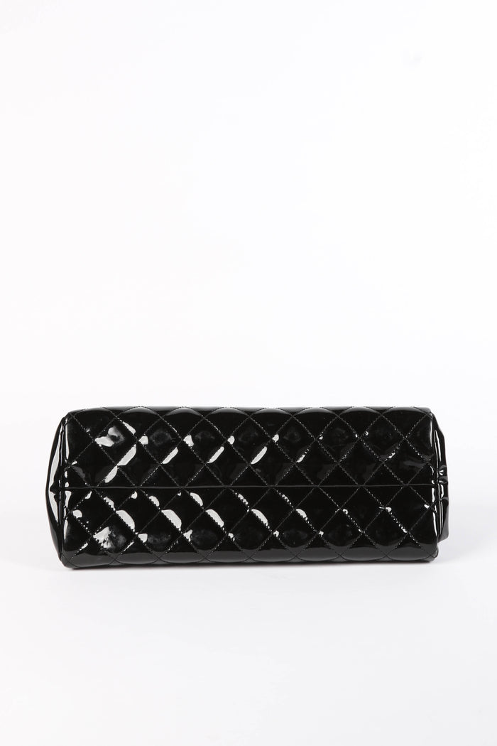 2010s Chanel Black Patent Leather Small Bowling Bag