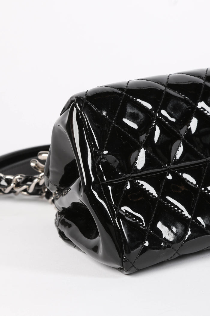 2010s Chanel Black Patent Leather Small Bowling Bag
